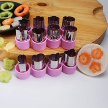 

12Pcs/set Vegetable Fruit Cutter Mold Flowers Cartoon Shape Cutting Mold Cookie Cutter Steel Biscuit Tools kitchen accessories