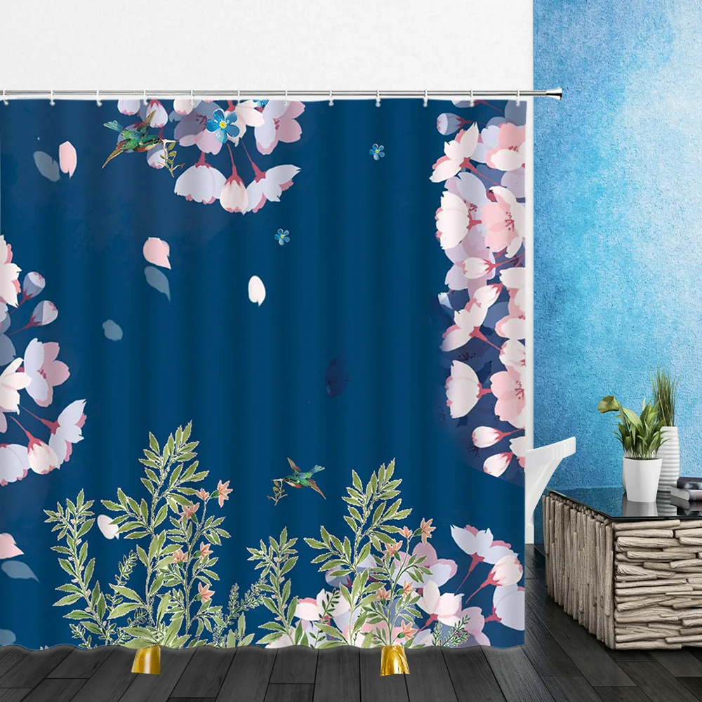 

Cartoons Landscape Shower Curtains Flowers Grass Leaf Green Plants 3D Bathroom Home Decor Waterproof Polyester Cloth Curtain