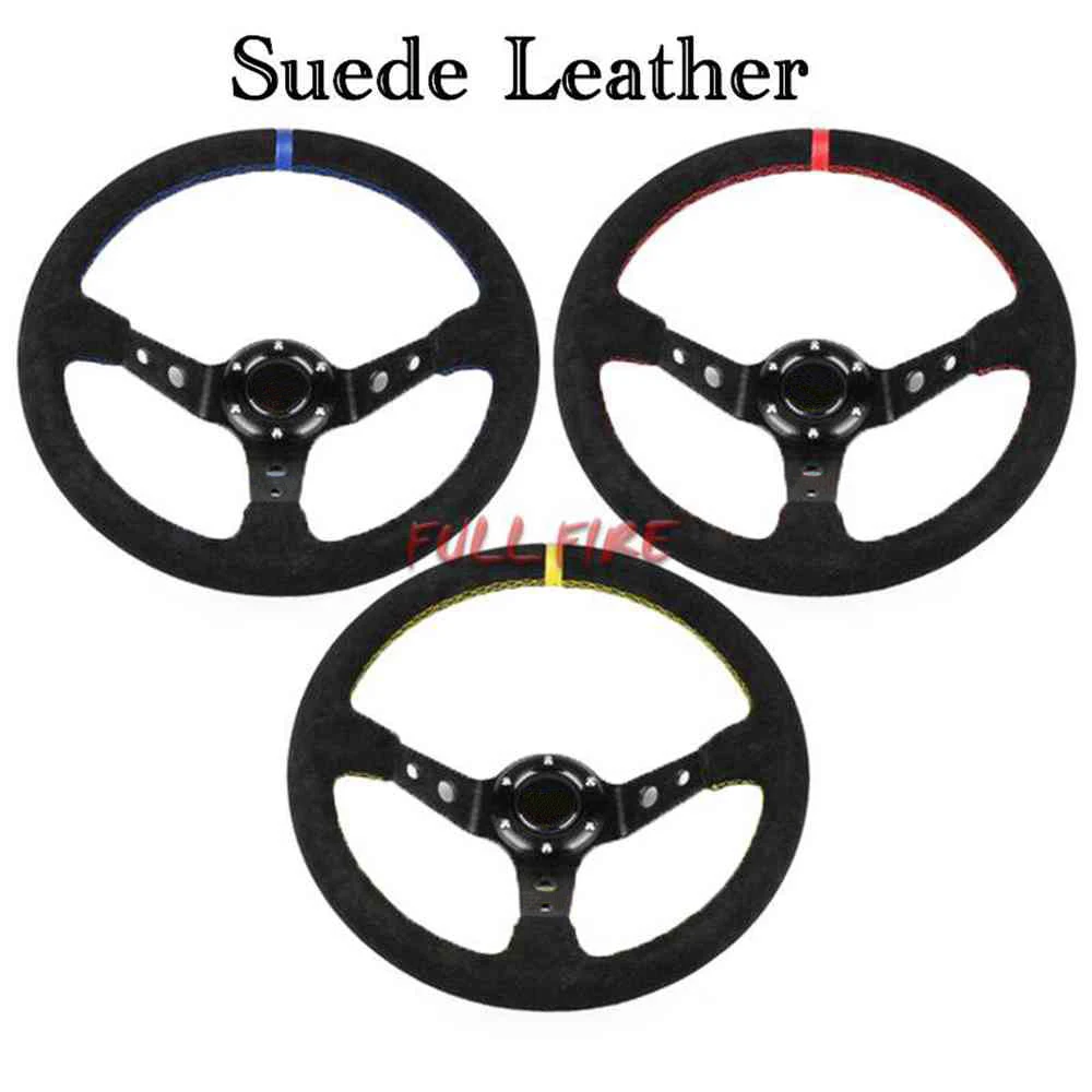 Universal 350MM Leather Steering Wheel Suede Steering Wheel Drift racing type High quality PU/Suede/PVC Style Universal 350MM Leather Steering Wheel Suede Steering Wheel Drift racing type High quality PU/Suede/PVC Style