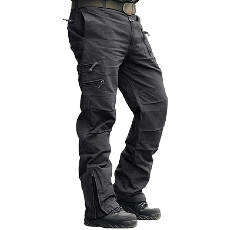 Men's Cargo Pants Outdoors Style Tactical Pants Male Camo Jogger Plus Size Cotton Many Pocket Men Camouflage Black Trousers 2