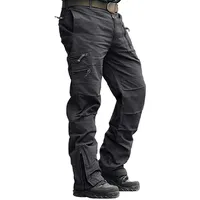 Men's Cargo Pants Outdoors Style Tactical Pants Male Camo Jogger Plus Size Cotton Many Pocket Men Camouflage Black Trousers 2