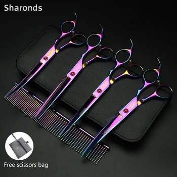 

Professional pet groomer scissors Teddy bending shears 7 inch trimming shears dog shearing scissors tool set