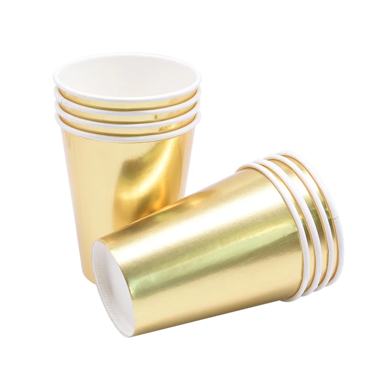 1set Gold Stripe Disposable Tableware Plate Cup Napkins Straw Baby Shower Birthday Party Decoration Wedding Home Supplies