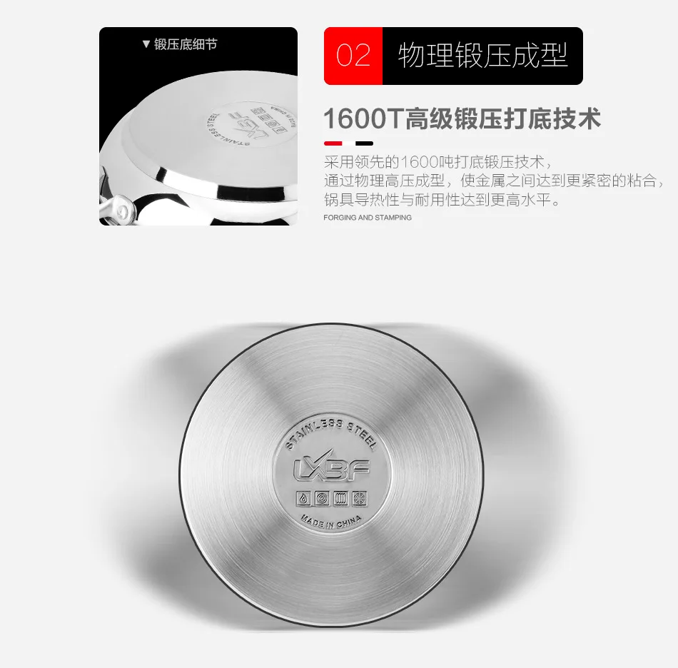 Lxbf/lxbf 304 посуда из нержавеющей стали жареное яйцо стейк плоский керамический горшок-слой антипригарная сковорода