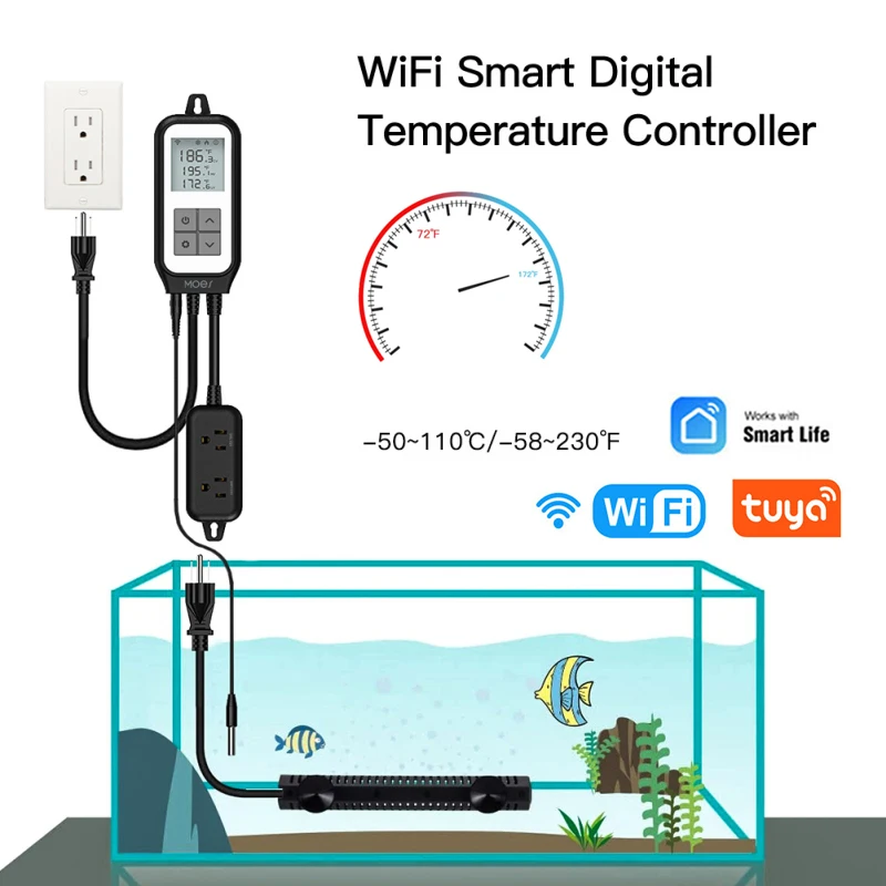 

Цифровой смарт-термостат для аквариума с Wi-Fi и датчиком температуры