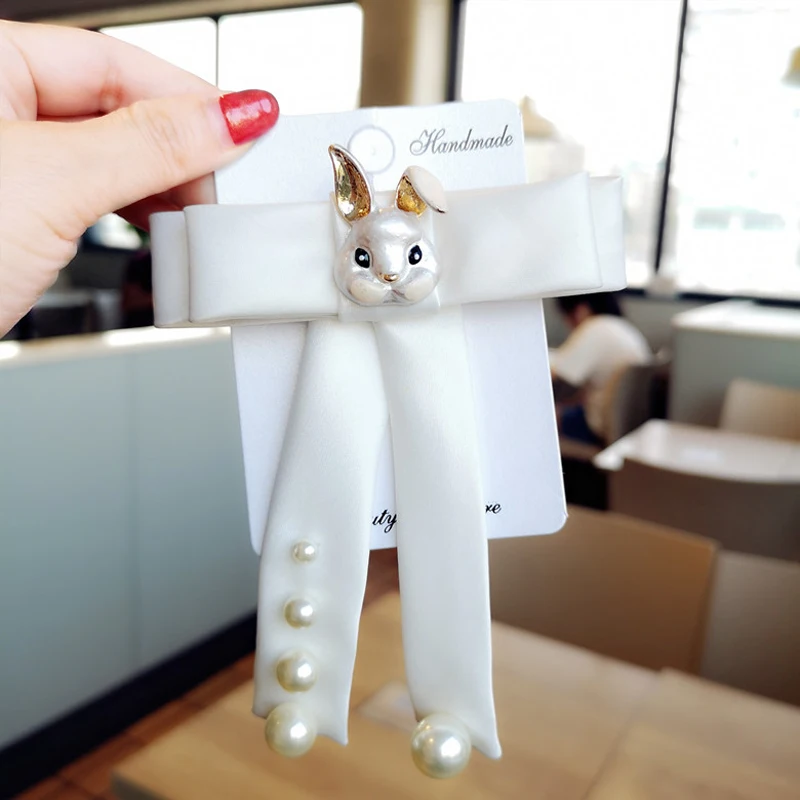 NEW Women bowtie white Butterfly Cute Rabbit decor Bow Tie fashion Female bowknot Girl Hotel Waitress Neck tie Shirt Accessories