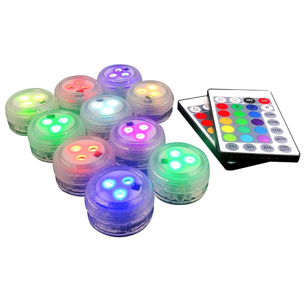 6/10Pcs RGB Submersible Light with Battery Underwater Night Light