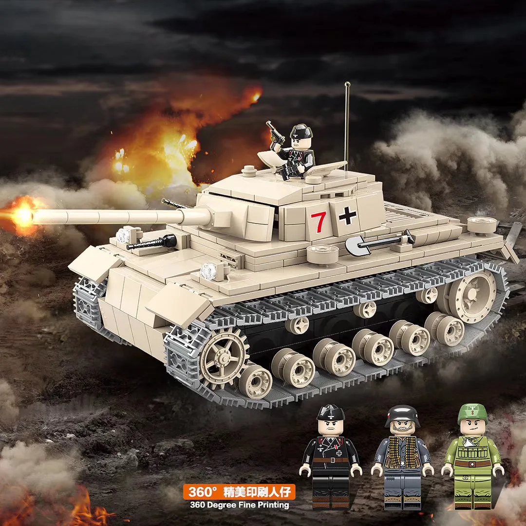 Panzerkampfwagen Military Heavy German Tank Building Blocks Fit Legoing Bricks WW2 Army Police Soldier DIY Toy Gift For Children | Игрушки и