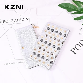 

ZNI Long Large Genuine Leather Phone Wallet Female Coin Purse Womens Wallets and Purses Women Card Holder Portomonee 2135