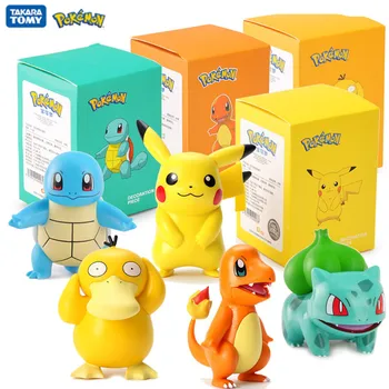 6 Styles Pokemon Pikachu Charmander Psyduck Squirtle Jigglypuff Bulbasaur Bulbasaur Anime Figures Toys Model Kawaii Kids GIft 1