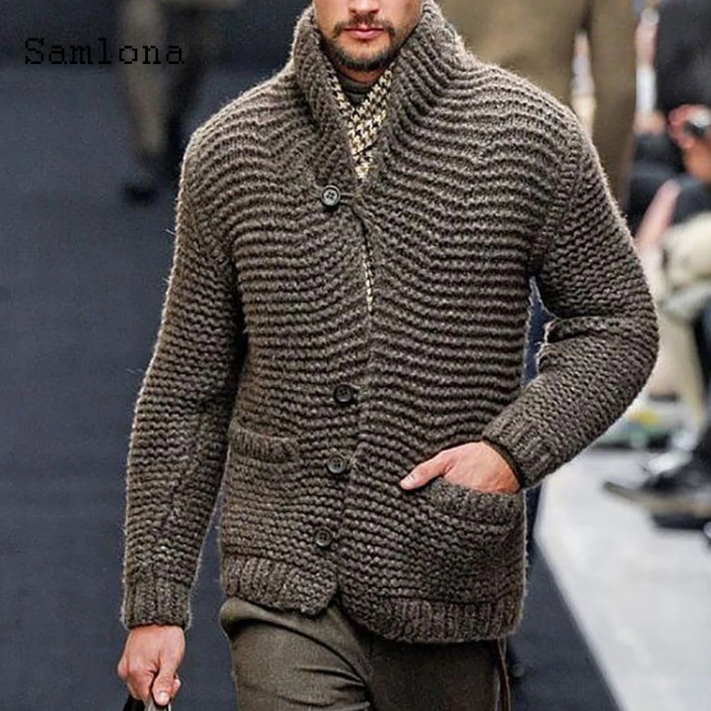

Mens Trendy Sweater 2020 European and American style Casual New Autumn Knitted Sweater Cardigans Coats Men Winter Warm Clothes