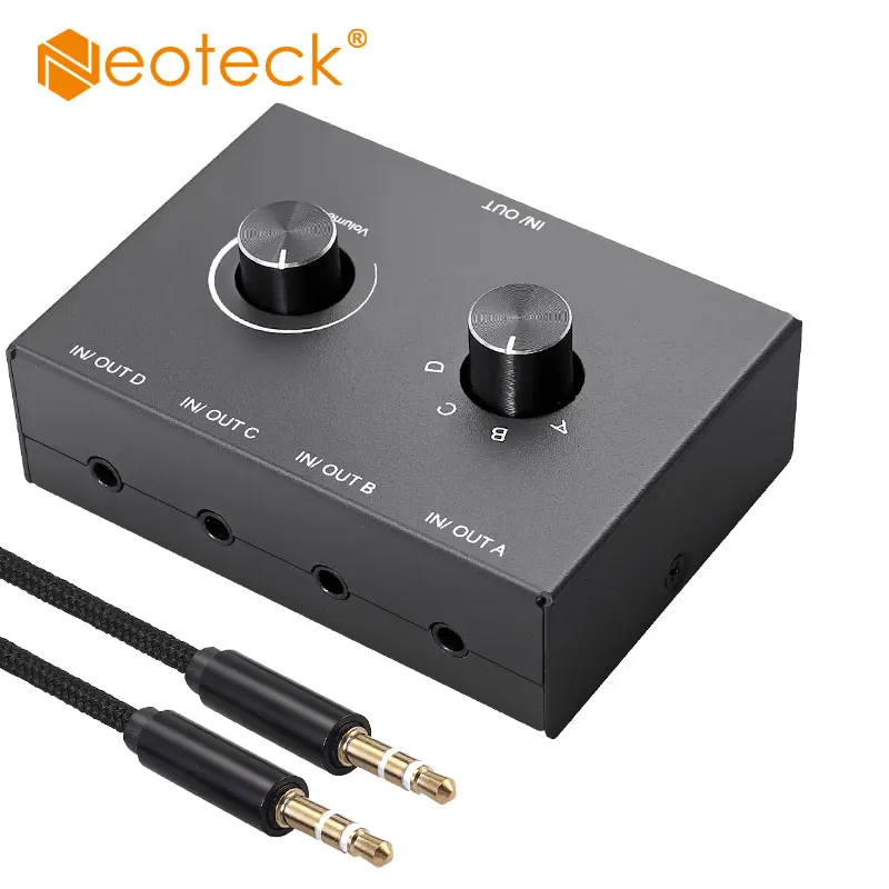 Neoteck 4 порта 3 5 мм стерео аудио коммутатор пути входа 1 выход/1 вход выхода сплиттер