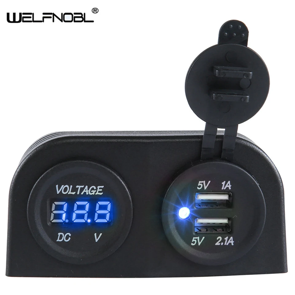 

Round Electric Mini Double USB Car Charger Voltmeter with Dot Led Illuminated