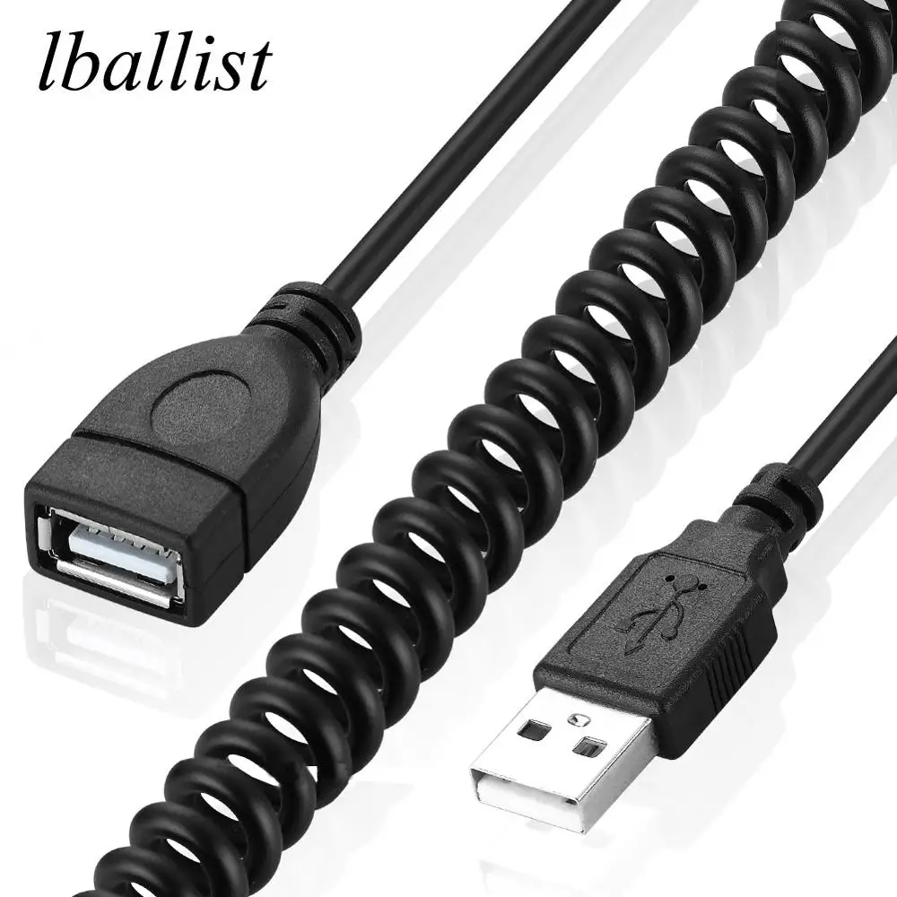 Удлинительный Кабель USB 2 0 lballist эластичный спиральный штекер-гнездо M/F |
