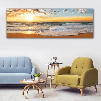 

Seascape Paintings Home Decor Single Ocean Prints Wall Art Sea Sunset Canvas Pictures for Living Room Modern Room Decoration