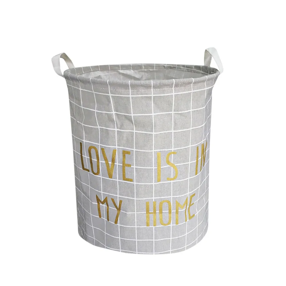 C 1 Foldable Laundry Basket Round Storage Bucket Waterproof Canvas Sheets Dirty Clothes Toy Rack Barrel Storage Bag Large Capacity - Цвет: C