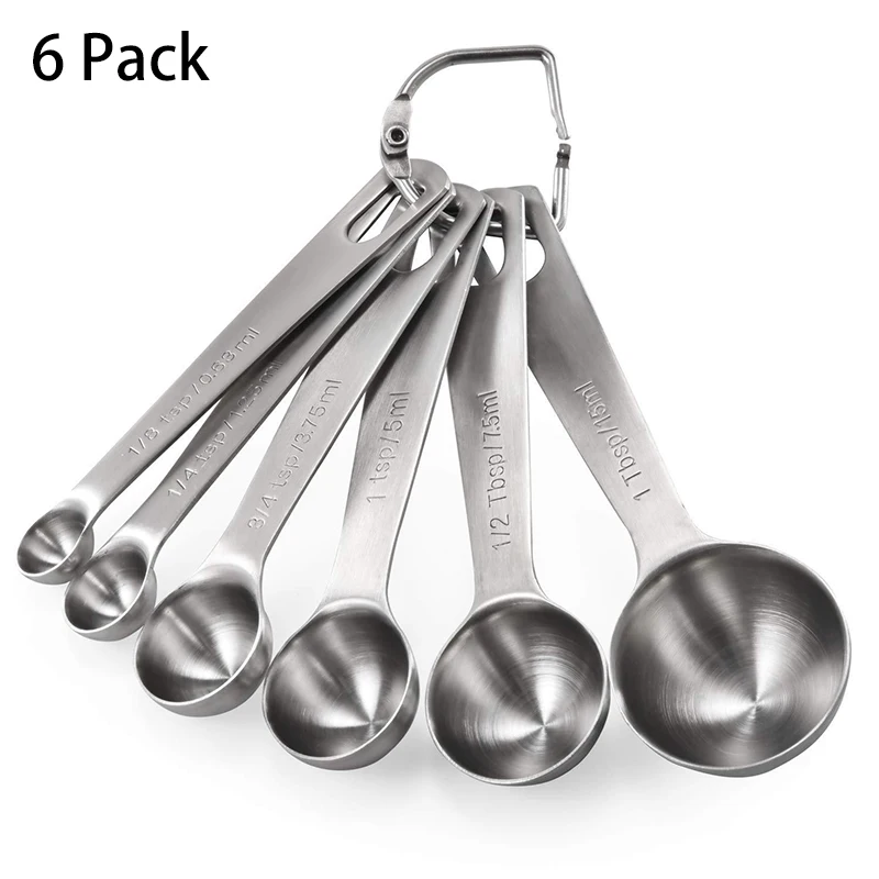 Newk 6 PCS Measuring Spoons, Stainless Steel Metal Kitchen Measuring Tools  Set for Dry and Liquid Ingredients-1/8 tsp, 1/4 tsp, 1/2 tsp, 1 tsp, 1/2