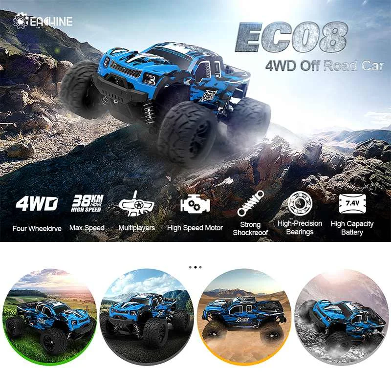 Eachine EC08 RC автомобиль 4WD 1/18 2.4GH 38 км/ч супер мощный скоростные грузовики внедорожные