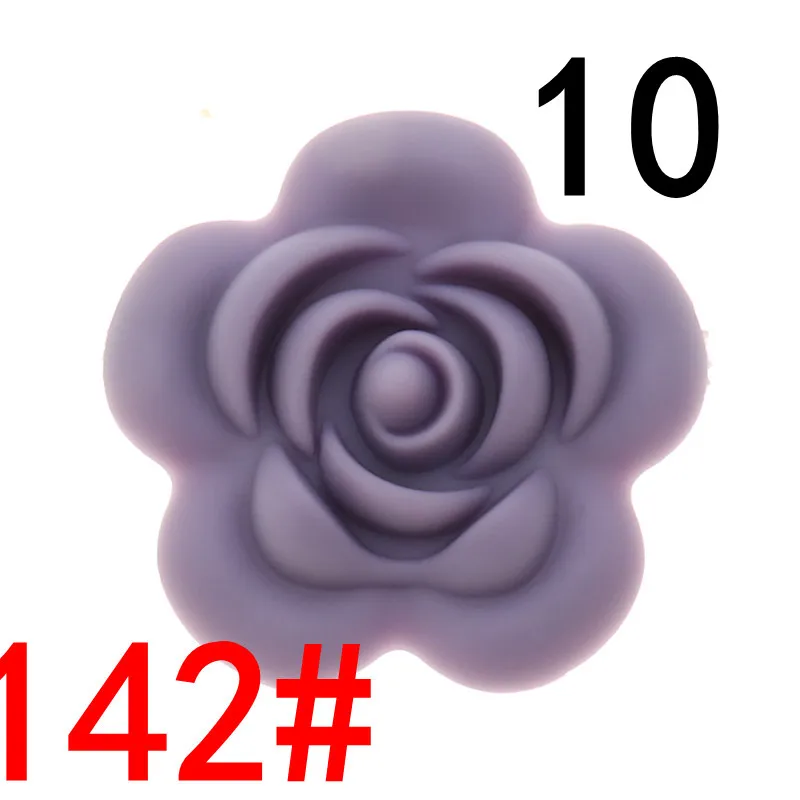 142 Lilac gray ATOB 10 шт. Детские Прорезыватели для зубов цветок Детские Силиконовые Прорезыватели Bpa бесплатно Diy Уход за ребенком жевательное ожерелье из бисера кремния BPA бесплатно - Цвет: 142 Lilac gray