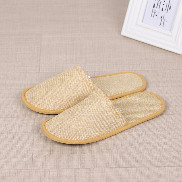 Comfortable Breathable Slippers Hotel Disposable Supplies Summer Home Hospitality Linen Slippers Thick Bottom