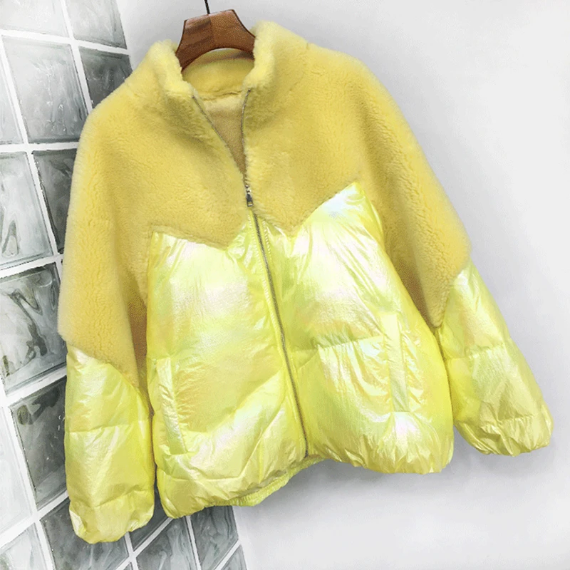 Fitaylor,, зимняя куртка-пуховик на утином пуху, Женская парка с воротником-хомутом, Женская плотная теплая Глянцевая короткая куртка, зимняя верхняя одежда