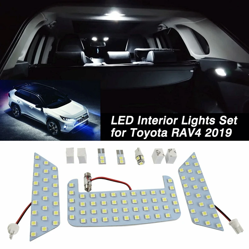 Автомобильный белый светодиодный светильник для ремонта интерьера, комплект лампочек для Toyota RAV4