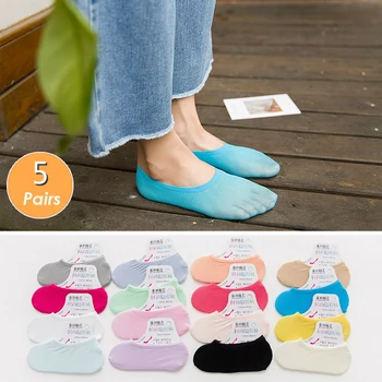 

5pairs/lot Socks Women Accessories Various Colors Socks Nonslip Loafer Boat Liner Ankle Socks Comfortable Invisible Socks Female