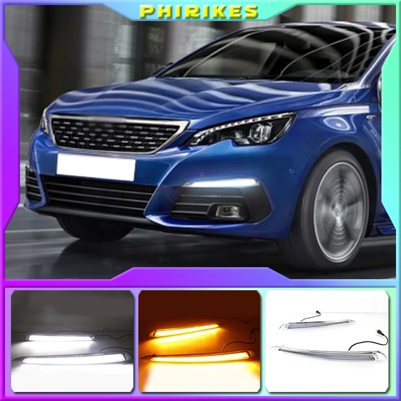 

2Pcs Daylight For Peugeot 308 2016 2017 DRL Daytime Running Lights fog lamp cover headlight 12V Daylight