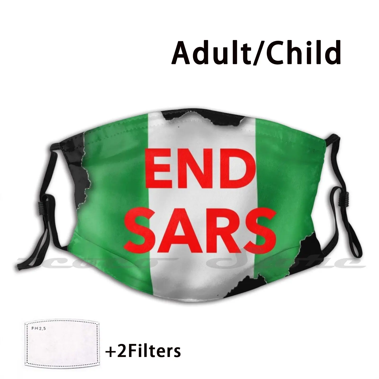End In Nigeria Mask Cloth Reusable Print Filter Washable Nigerian Flag Naija Police Brutality Must Stop | Аксессуары для одежды