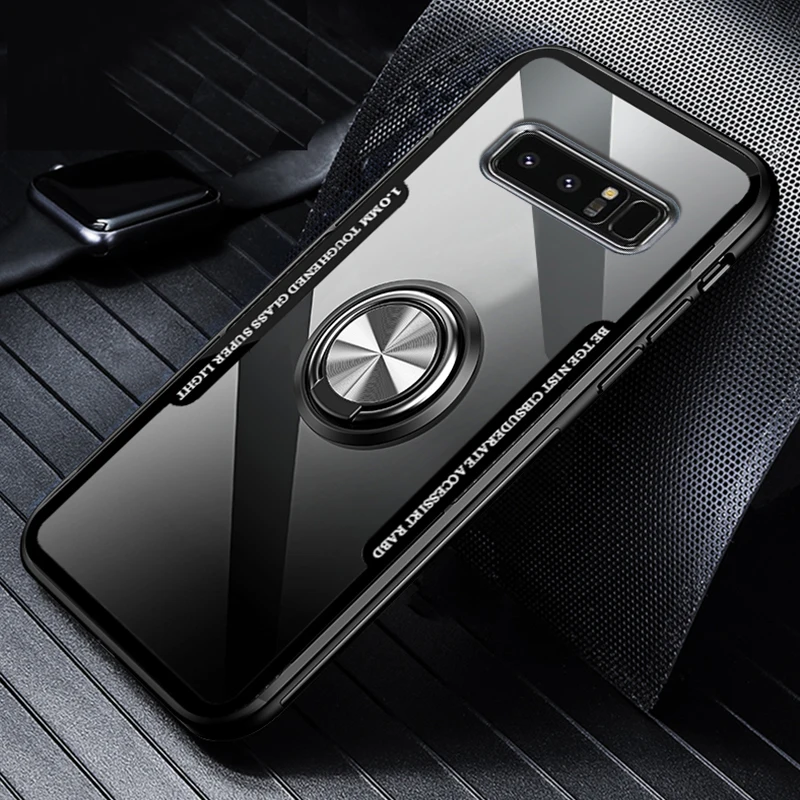 

Luxury Ring Metal Car Holder Coque,Cover,Case For Samsung Galaxy Note 9 8 Note8 Note9 Silicone Transparent Shockproof