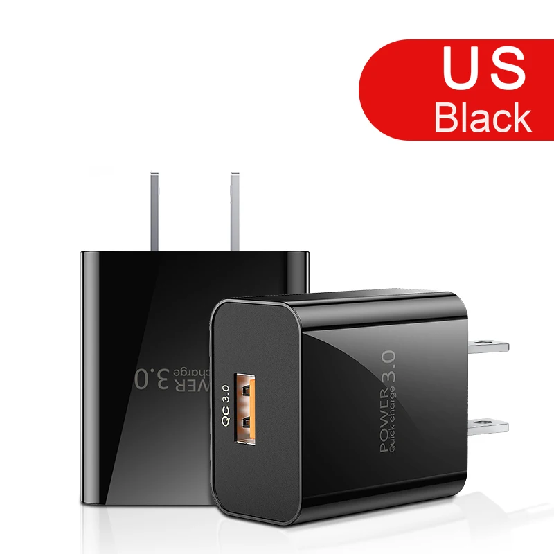 Udyr 3A Быстрая зарядка 3,0 USB зарядное устройство ЕС США Быстрая зарядка портативная зарядка для iPhone samsung Xiaomi huawei зарядное устройство для мобильного телефона - Тип штекера: US Black