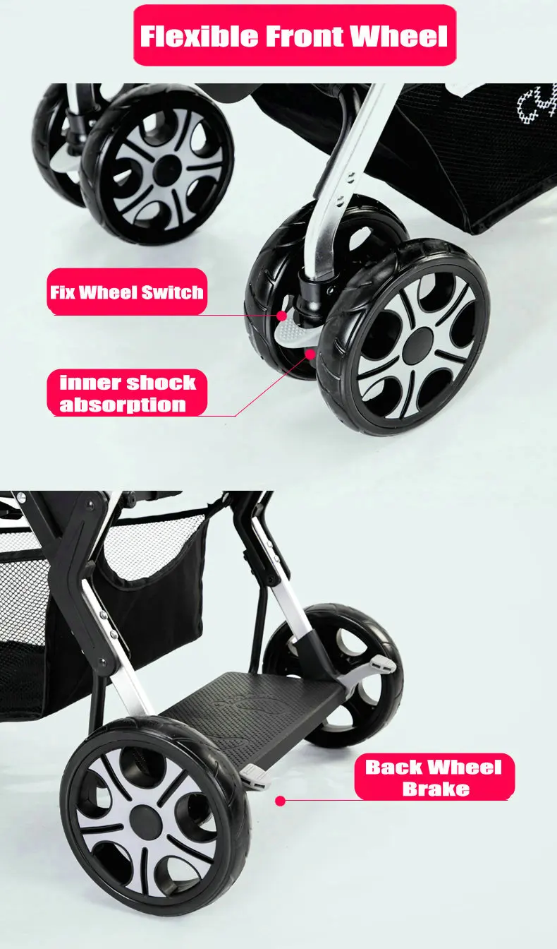 Двойная коляска удобство 2 детские сидения/подставка коляска, складной тандем коляска