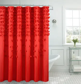 

B&H Home Luxurious Bow Shower Curtain 70" x 72 Inch Made with 100% Polyester. (Red)