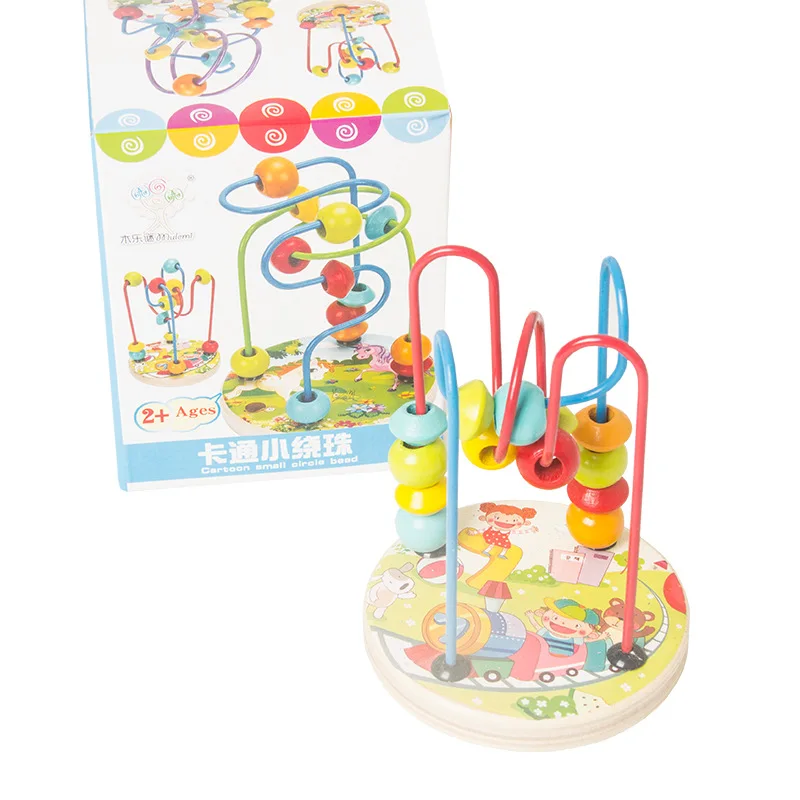 

Small Color Cartoon Wooded Mini Small Bead-stringing Toy Infants Wooden Toys Educational Hands-on Toy