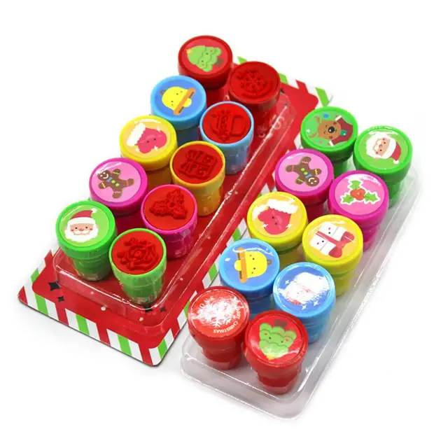 10 Packs Of Christmas Stamps Christmas Stamps Children's Craft Kids Craft Stamp Children's Seal Christmas Ink Stamp 5