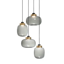 Современный дымчатый серый стеклянный подвесной светильник, скандинавский Лофт, промышленный домашний декор для столовой, спальни, подвесные лампы, светодиодный светильник, светильники