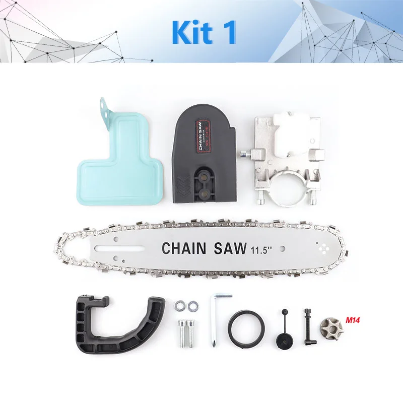 Kit 1 Набор скоб для электрической цепной пилы NEWONE 11,5/12 дюймов для углового шлифовального станка преобразования в цепную пилу лесозаготовительная пила деревообрабатывающий электроинструмент - Цвет: Kit 1