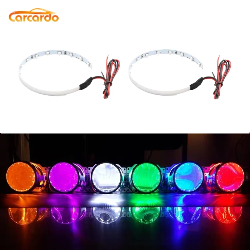 Carcardo 2PCS Car Headlights DIY Devil Eyes LED Halo Rings Kit LED Auto
