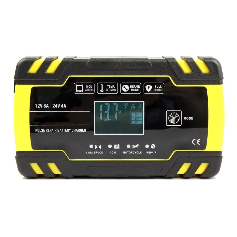 Автомобиль Мотоцикл 12V 8A 24V 4A импульсный ремонт Батарея Зарядное устройство с ЖК-дисплей Дисплей AGM гель мокрый свинцово-кислотный Батарея Зарядное устройство - Цвет: US