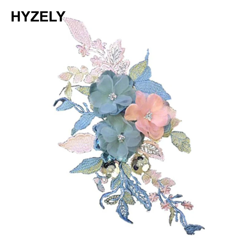 

Beaded Sequins 3D Flowers Patch Lace Applique Sew On Patches Floral Patch Costume For Wedding Dress Decor