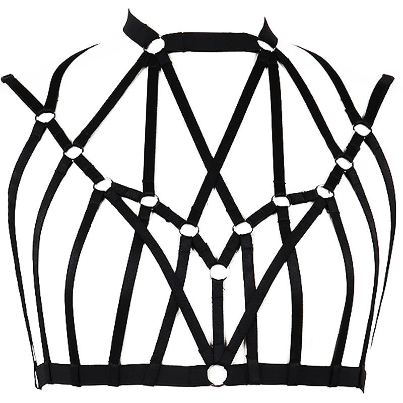 

Gridding Goth Harness Hollow Sexy Lingerie Punk Body Harness Rave Woman Body Cage Edgy Adjustable Bondage Bra Belt