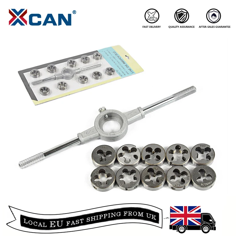 Conjunto de Parafuso Torneira e Morrer Xcan Pces Morrer Chave Métrico & Rosca Externa Corte Tocando Kit Ferramenta Mão Conjuntos 11 Hss