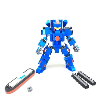 

590Pcs Moc Q Version Defender Creative Mecha Model Assembly Small Particle Building Blocks Educational Toy Set For Children-Blue