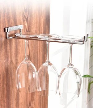 

Stemware Wine Glass Rack Wall Mountable Heavy Duty Thick silver chrome 2 Rows10.2 Inch Deep Metal Storage Hanger for Kitchen Bar