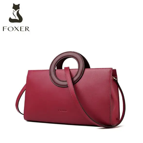 FOXER женские элегантные ручные сумки из воловьей кожи, Женская стильная сумка через плечо, кожаная сумка-тоут, Женская Роскошная сумка-мессенджер, модная брендовая сумка-кошелек