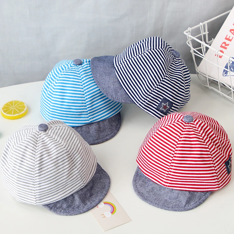 Summer cotton baby hat cute casual striped baby boy cap soft eaves kids girls sun protect hats caps baby hat kids caps