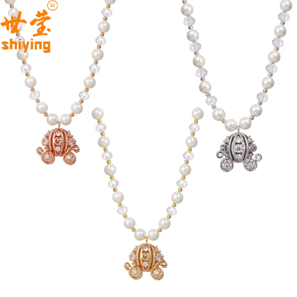 

Shi Ying 00273-1 Pumpkin Cart Pearl Real Gold Maintains Color xiang gao Necklace Fragrance Necklace