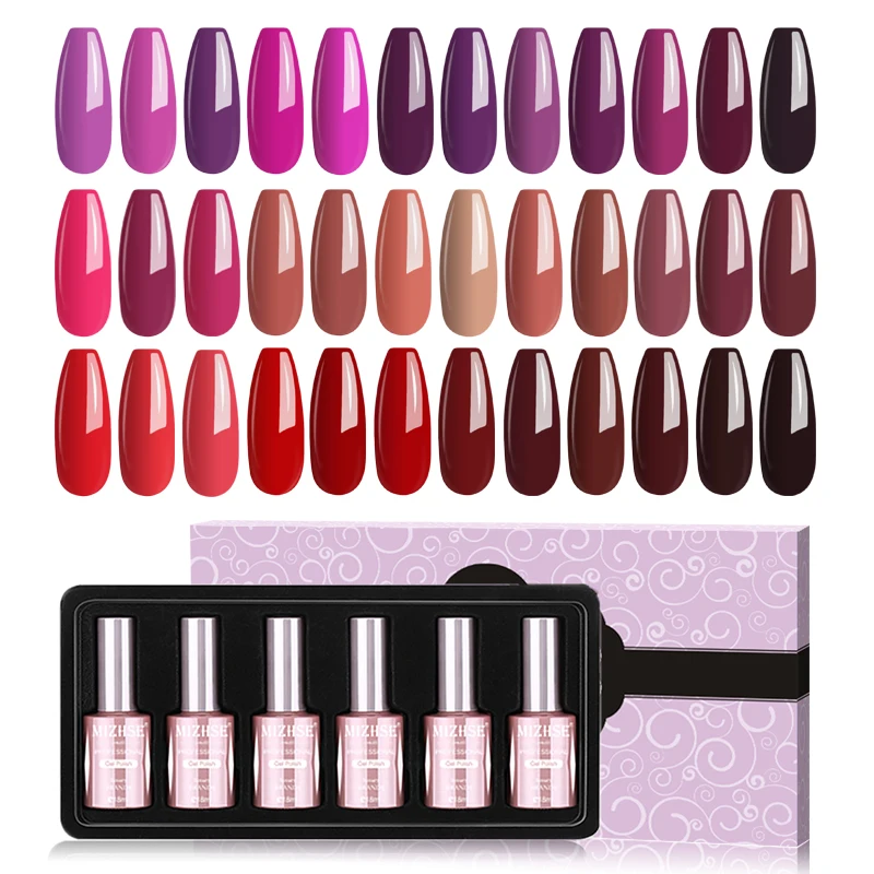 

MIZHSE Gel Polish Set UV Vernis Semi Permanent Gel polish Nail Gel Lacquer Soak Off Pure Color Gel Varnish Gift Box Salon Tips