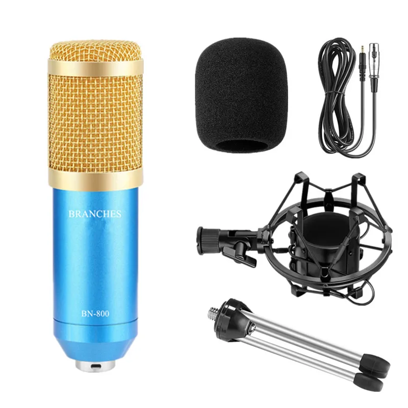 BM 800-micrófono de karaoke, condensador para estudio, karaoke, retransmisión de radio, canciones, grabación en ordenador