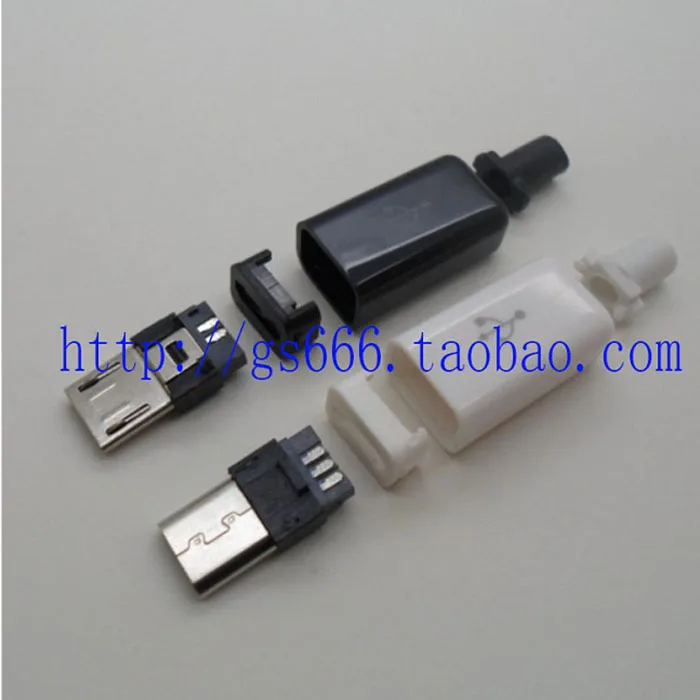 10 шт. 5 штырьков Micro USB штекер коннектор зарядное устройство 5P 4 в 1 белый